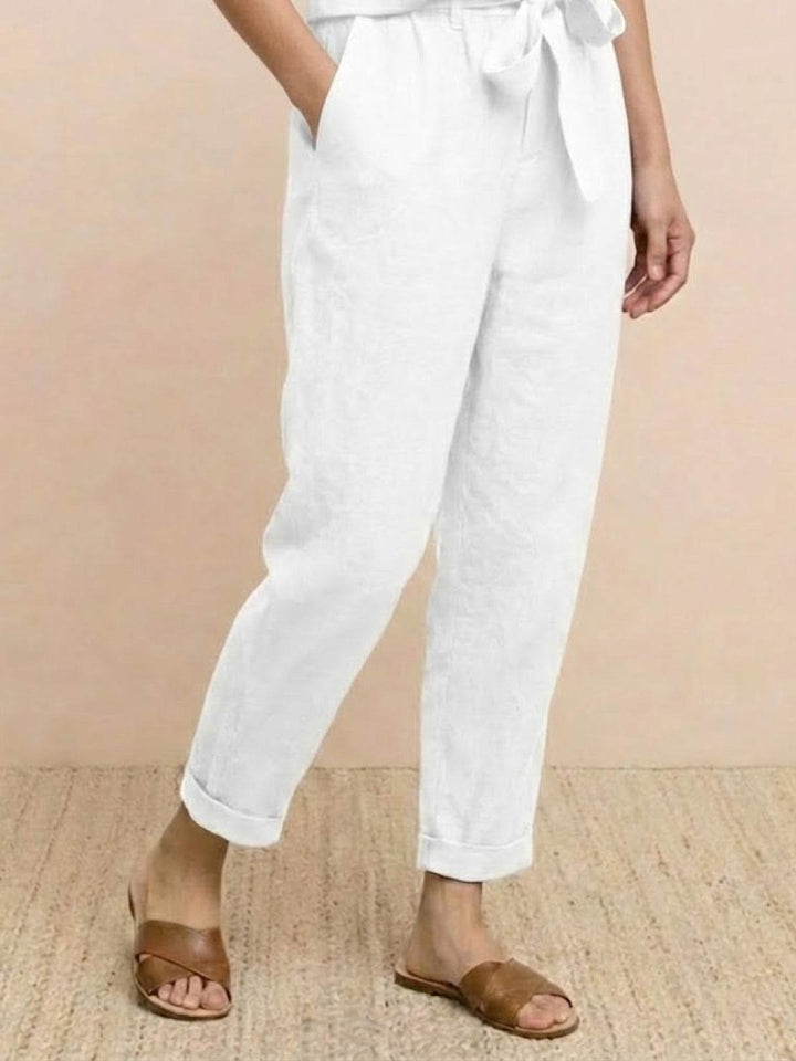 Cotton-Linen Blend Monochrome Two-Piece Set