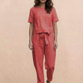 Cotton-Linen Blend Monochrome Two-Piece Set