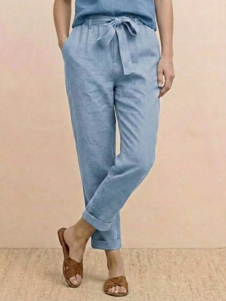 Cotton-Linen Blend Monochrome Two-Piece Set