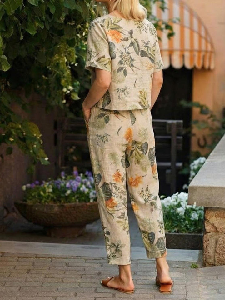 Cotton-Linen Blend Monochrome Two-Piece Set