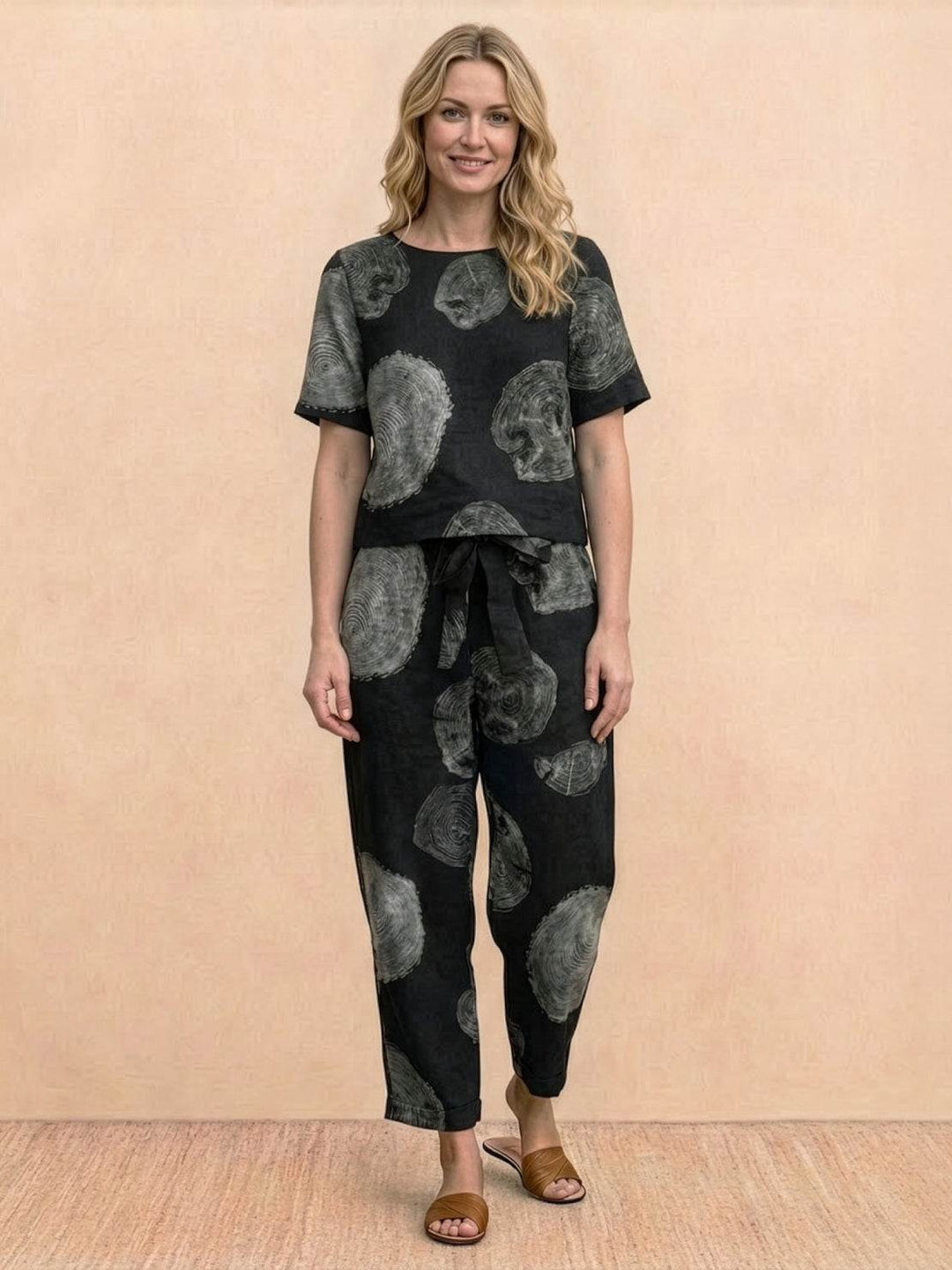 Cotton-Linen Blend Monochrome Two-Piece Set