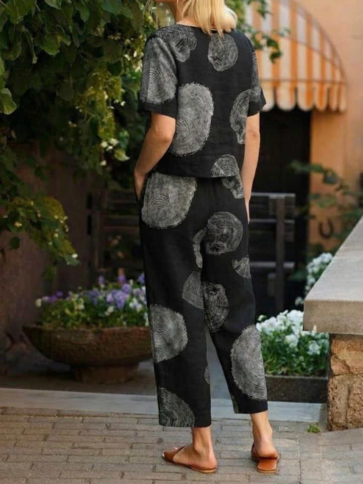 Cotton-Linen Blend Monochrome Two-Piece Set