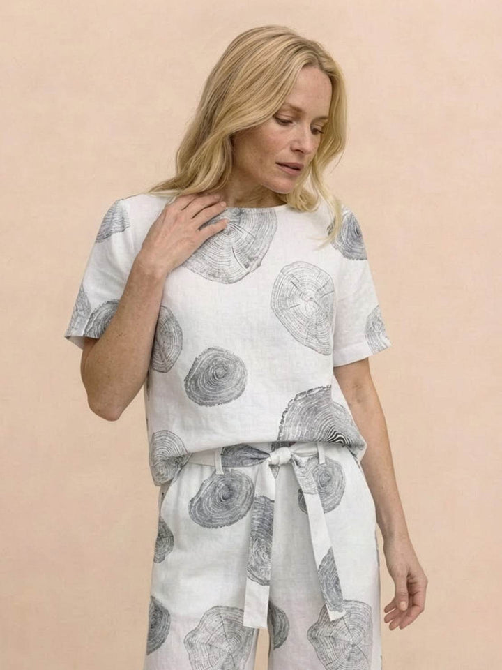 Cotton-Linen Blend Monochrome Two-Piece Set