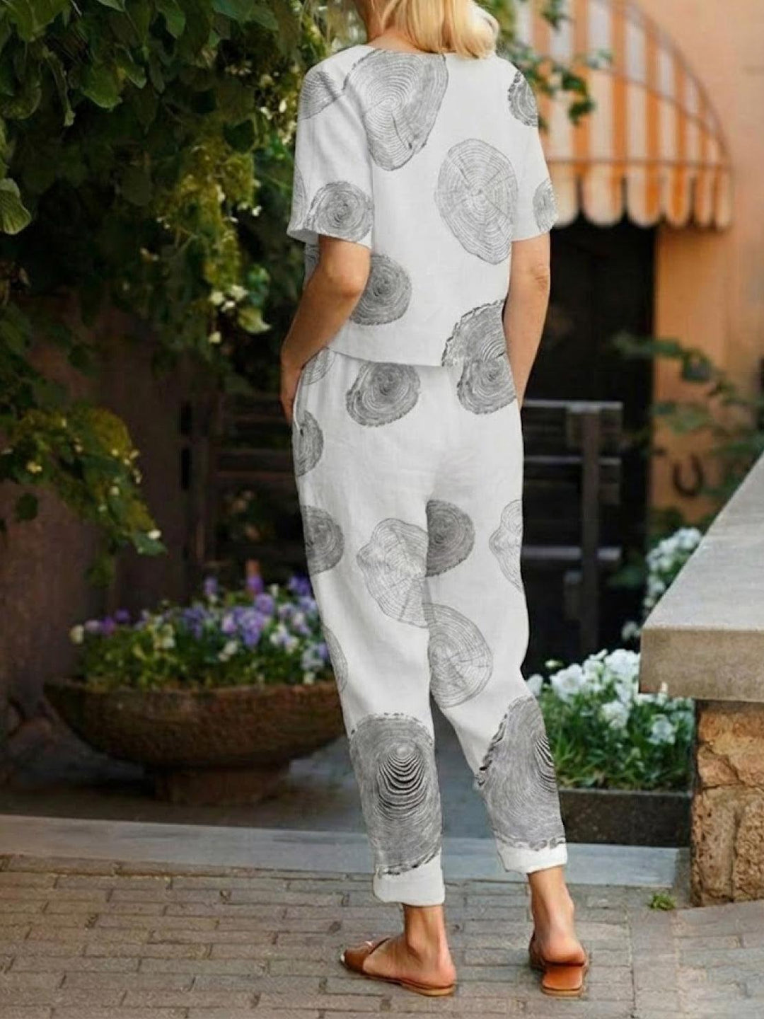 Cotton-Linen Blend Monochrome Two-Piece Set