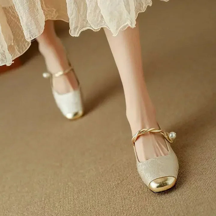 Vintage Braided Pearl Strap Shoes