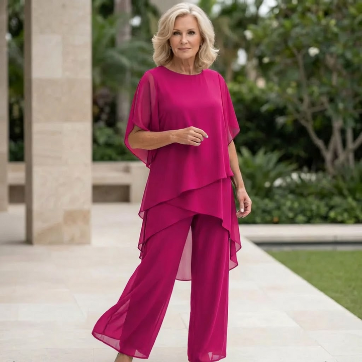 Elegant Draped Palazzo Pants Set