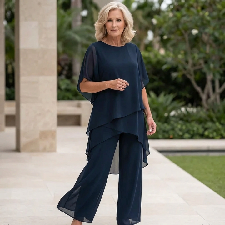 Elegant Draped Palazzo Pants Set