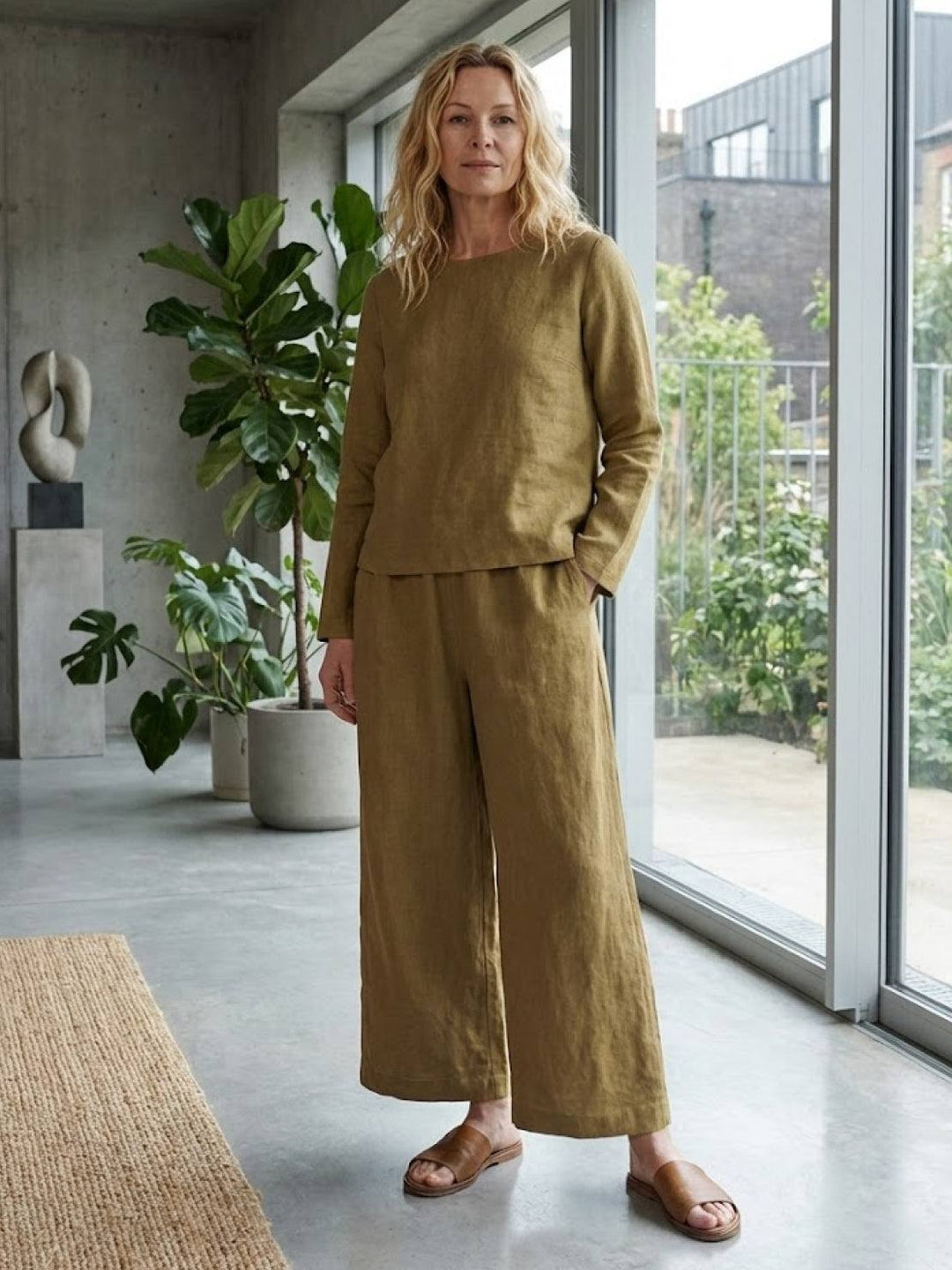 Loose Solid Color Two-Piece Set