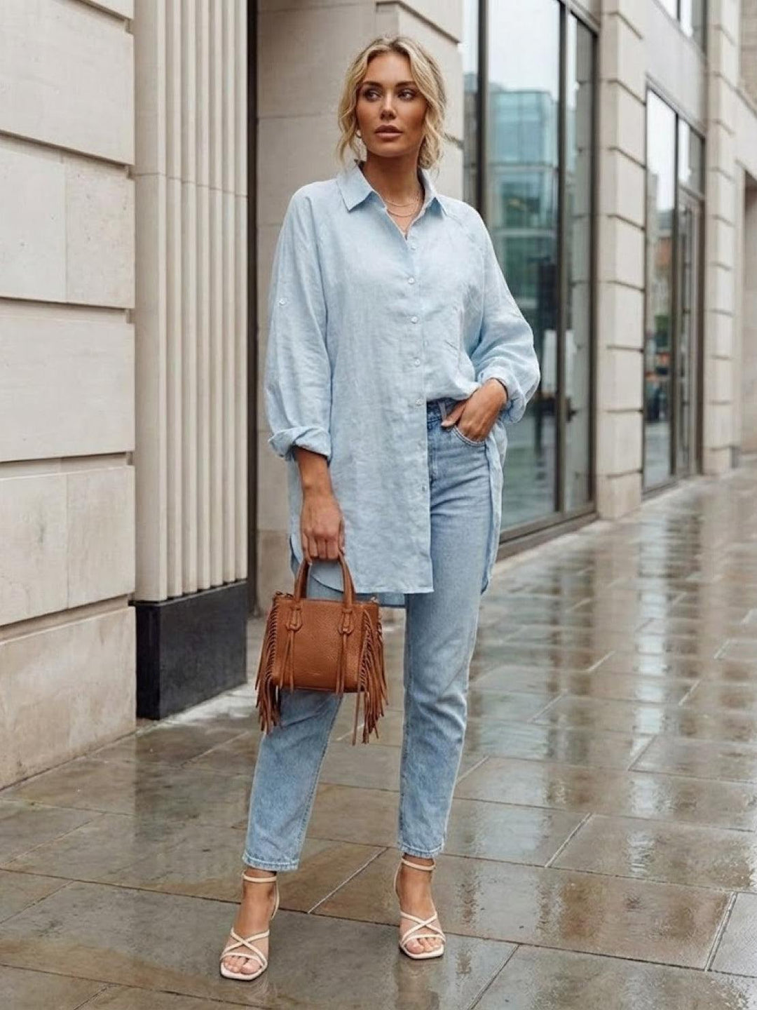 Oversized 100% Cotton Linen Shirt