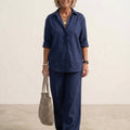 Oversized 100% Cotton Shirt and Wide-Leg Pants Co-ord Set