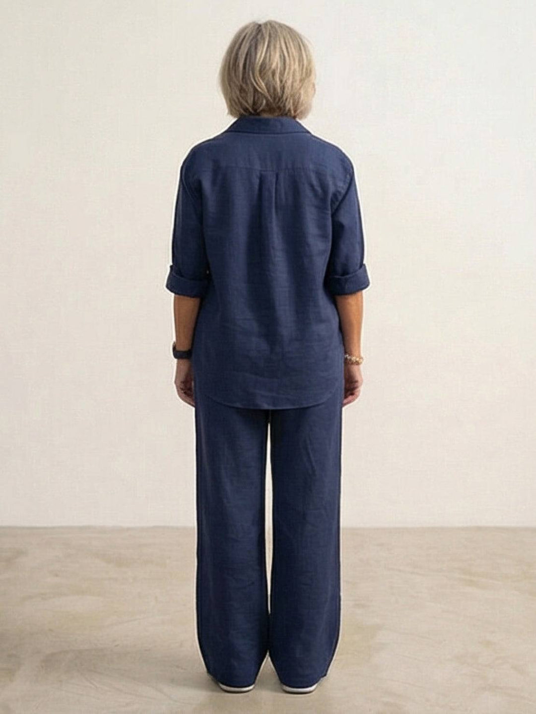 Oversized 100% Cotton Shirt and Wide-Leg Pants Co-ord Set