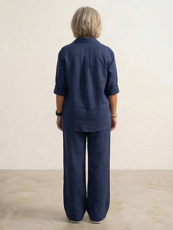 Oversized 100% Cotton Shirt and Wide-Leg Pants Co-ord Set