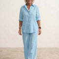 Oversized 100% Cotton Shirt and Wide-Leg Pants Co-ord Set