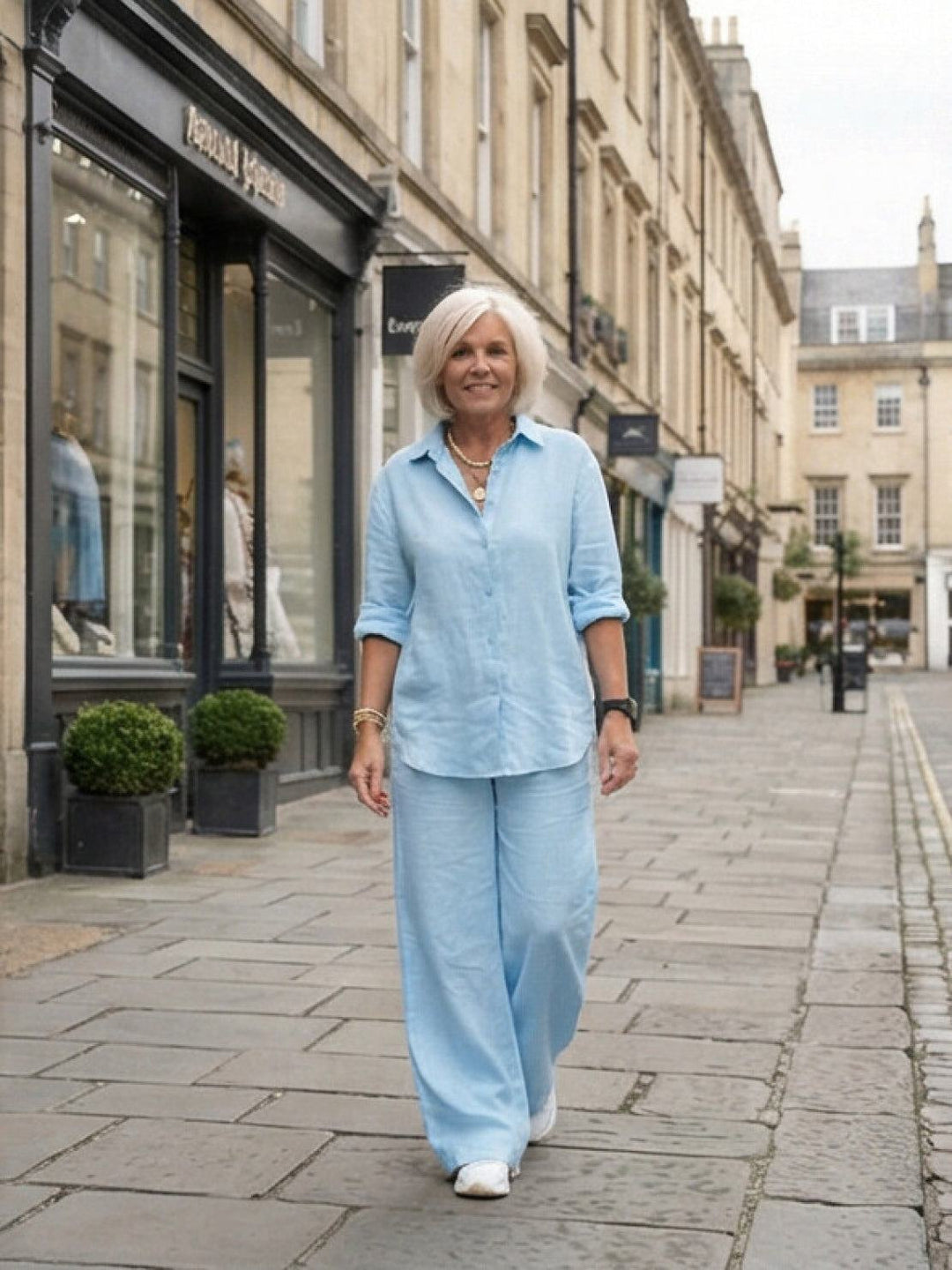 Oversized 100% Cotton Shirt and Wide-Leg Pants Co-ord Set