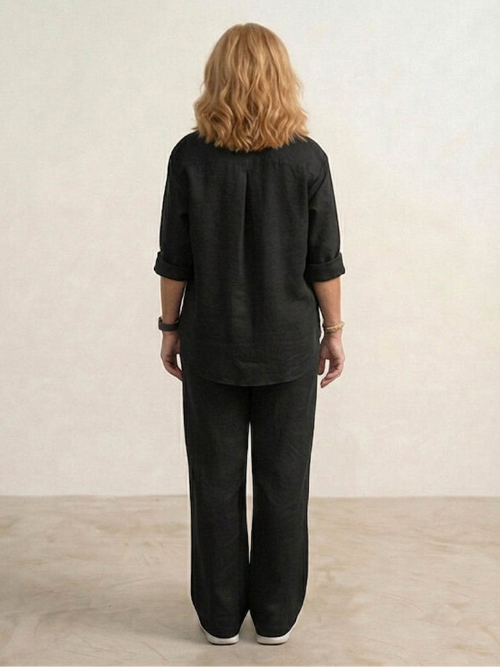 Oversized 100% Cotton Shirt and Wide-Leg Pants Co-ord Set