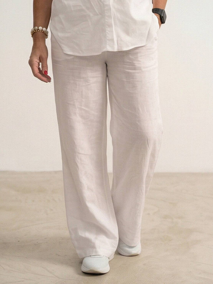 Oversized 100% Cotton Shirt and Wide-Leg Pants Co-ord Set
