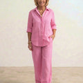 Oversized 100% Cotton Shirt and Wide-Leg Pants Co-ord Set