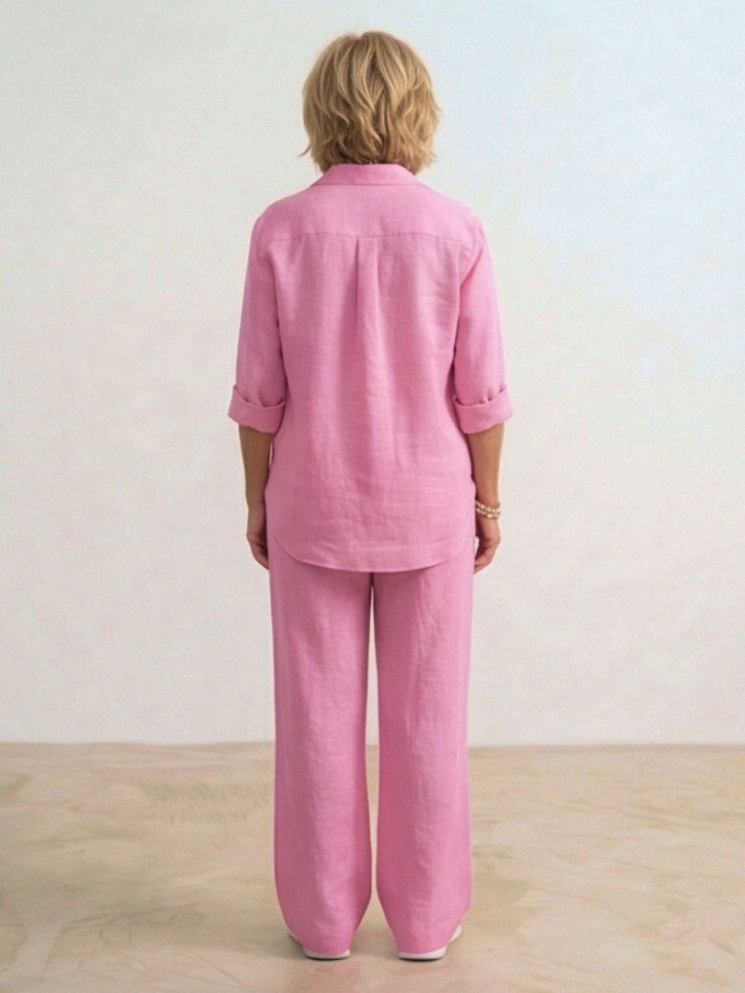 Oversized 100% Cotton Shirt and Wide-Leg Pants Co-ord Set