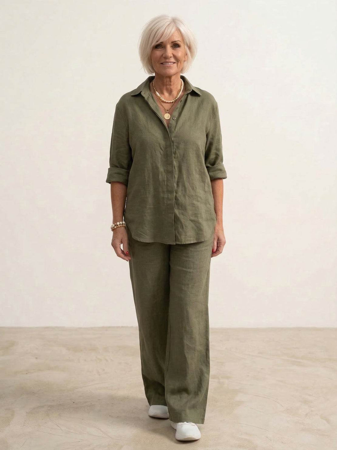 Oversized 100% Cotton Shirt and Wide-Leg Pants Co-ord Set
