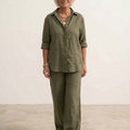 Oversized 100% Cotton Shirt and Wide-Leg Pants Co-ord Set