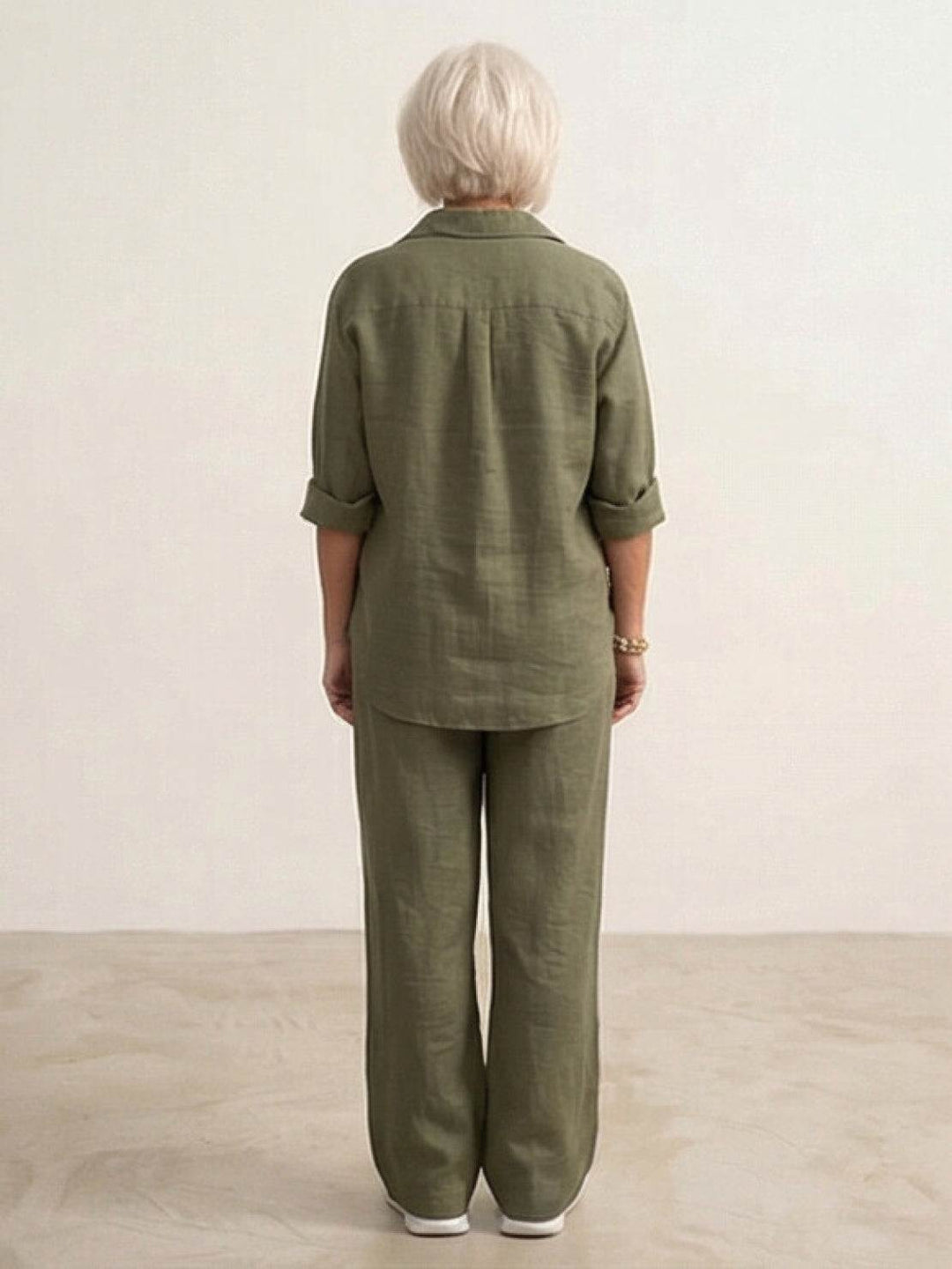 Oversized 100% Cotton Shirt and Wide-Leg Pants Co-ord Set