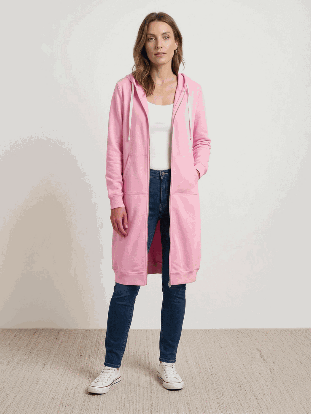 Oversized Long Zip Sweatshirt Hoodie