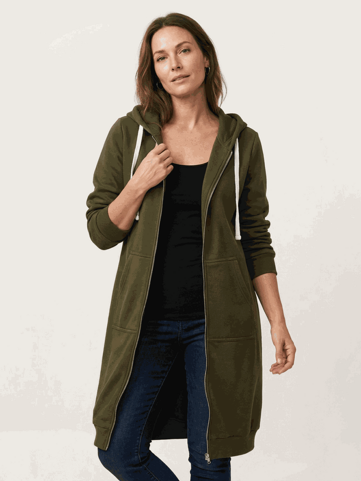 Oversized Long Zip Sweatshirt Hoodie