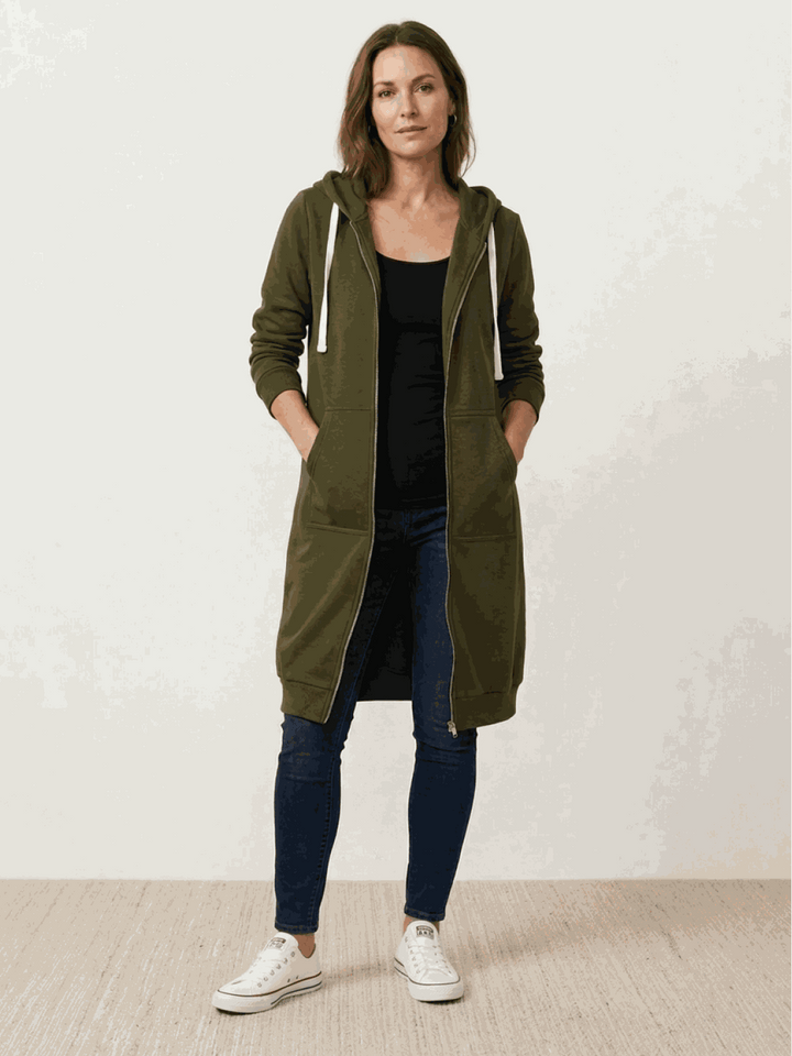 Oversized Long Zip Sweatshirt Hoodie