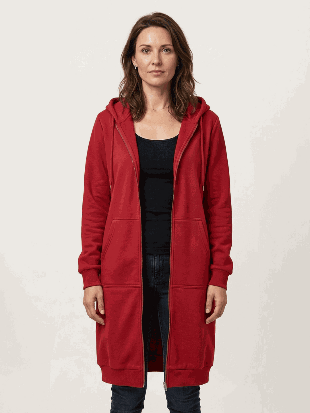 Oversized Long Zip Sweatshirt Hoodie