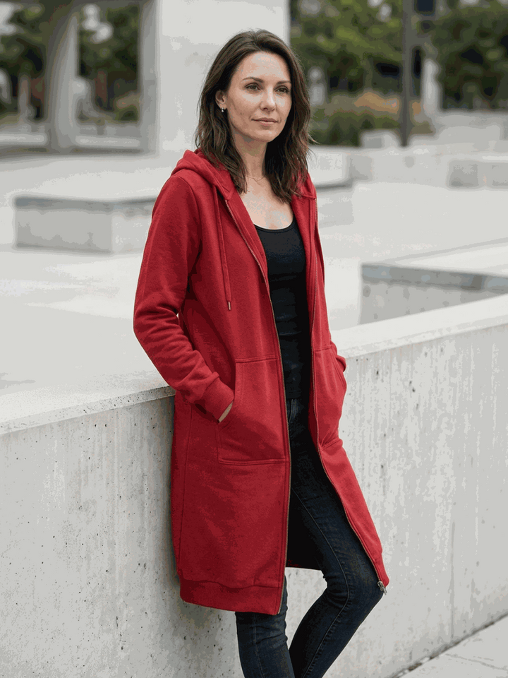 Oversized Long Zip Sweatshirt Hoodie