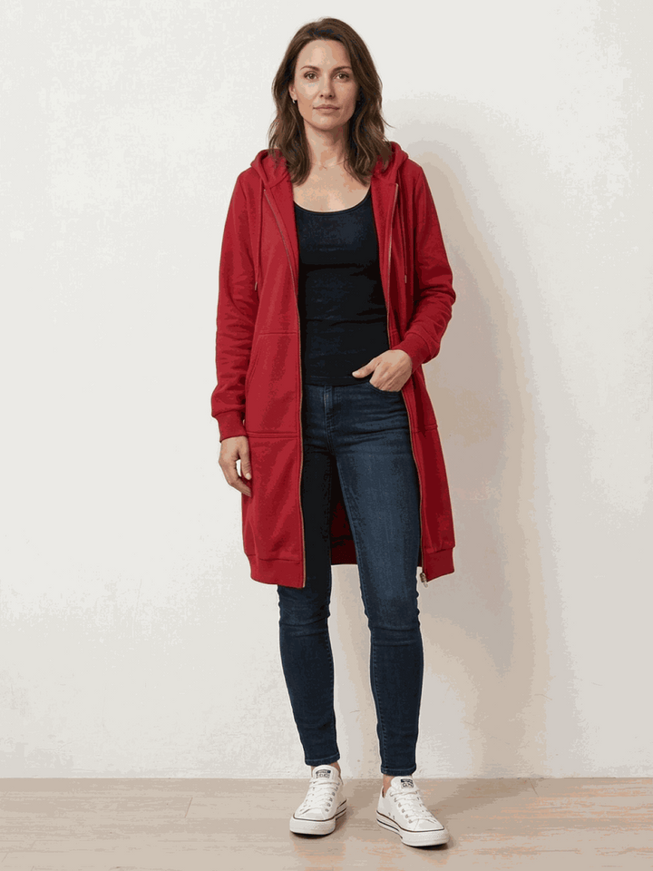 Oversized Long Zip Sweatshirt Hoodie