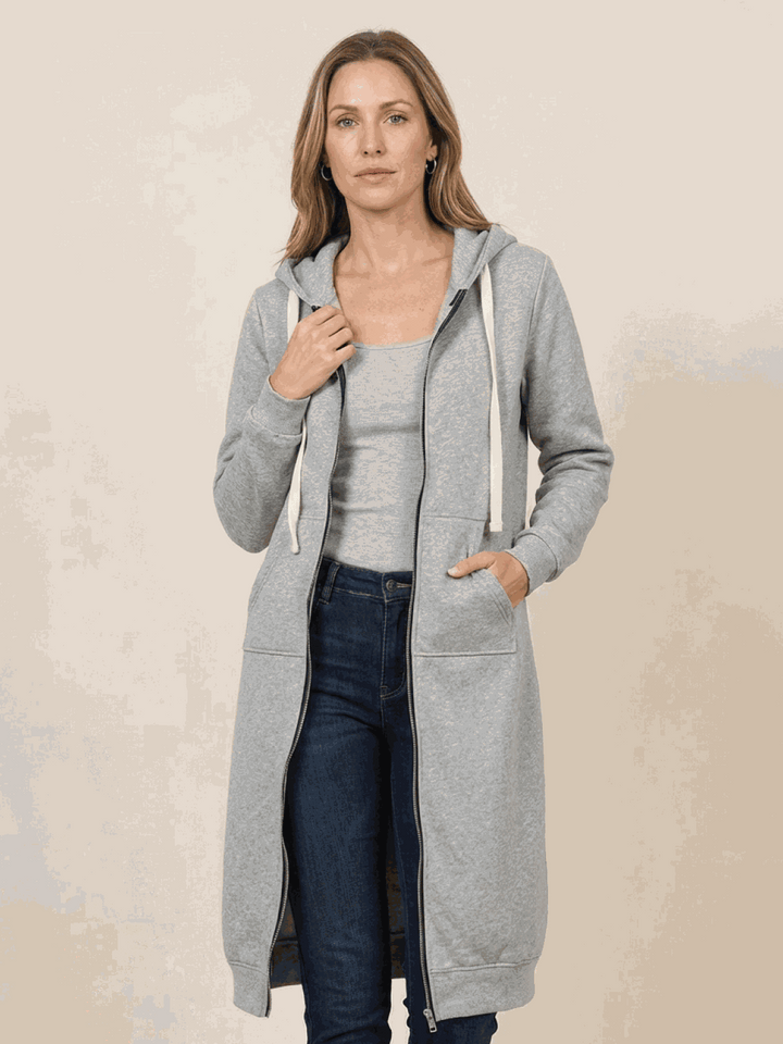 Oversized Long Zip Sweatshirt Hoodie