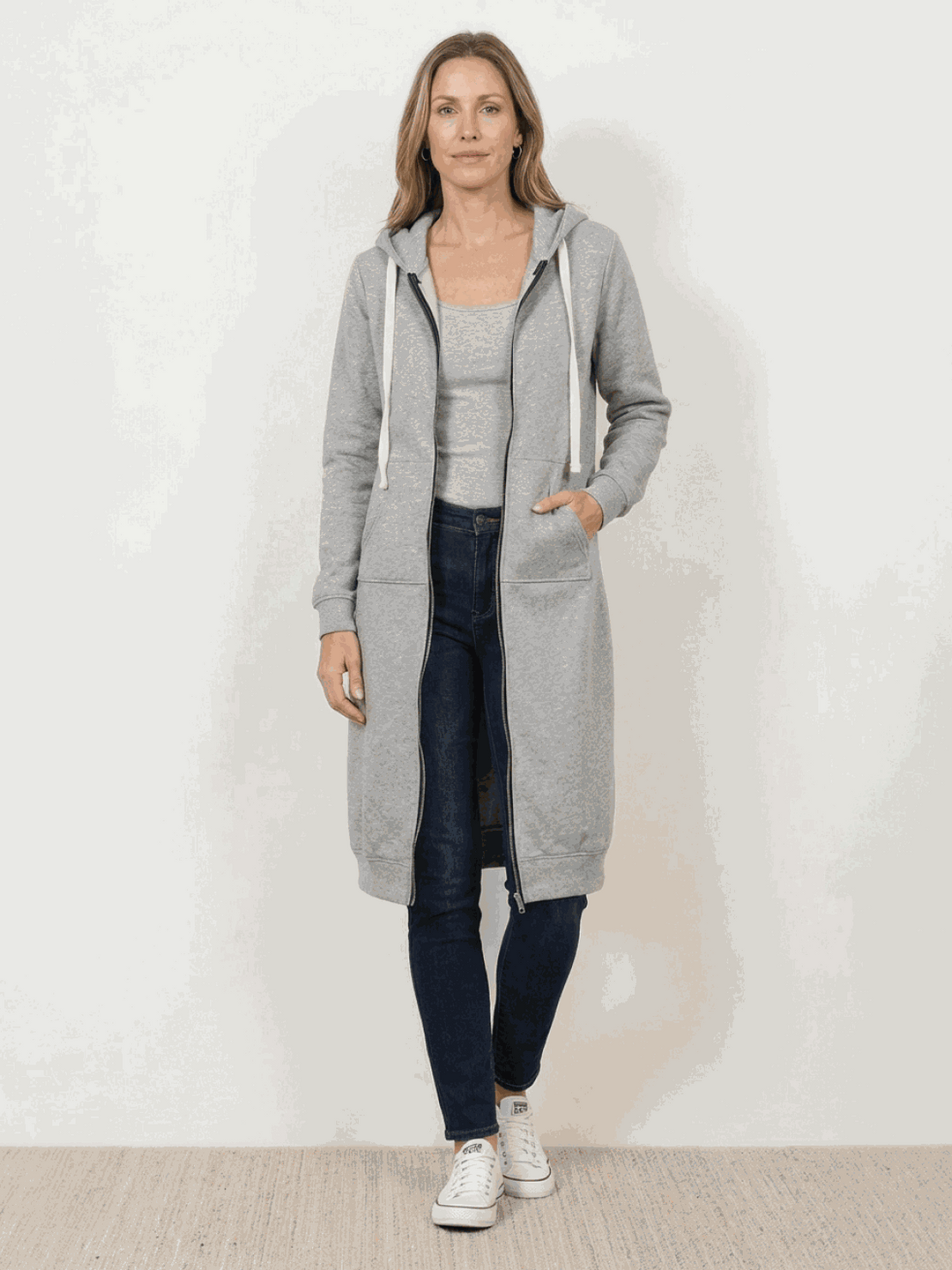 Oversized Long Zip Sweatshirt Hoodie
