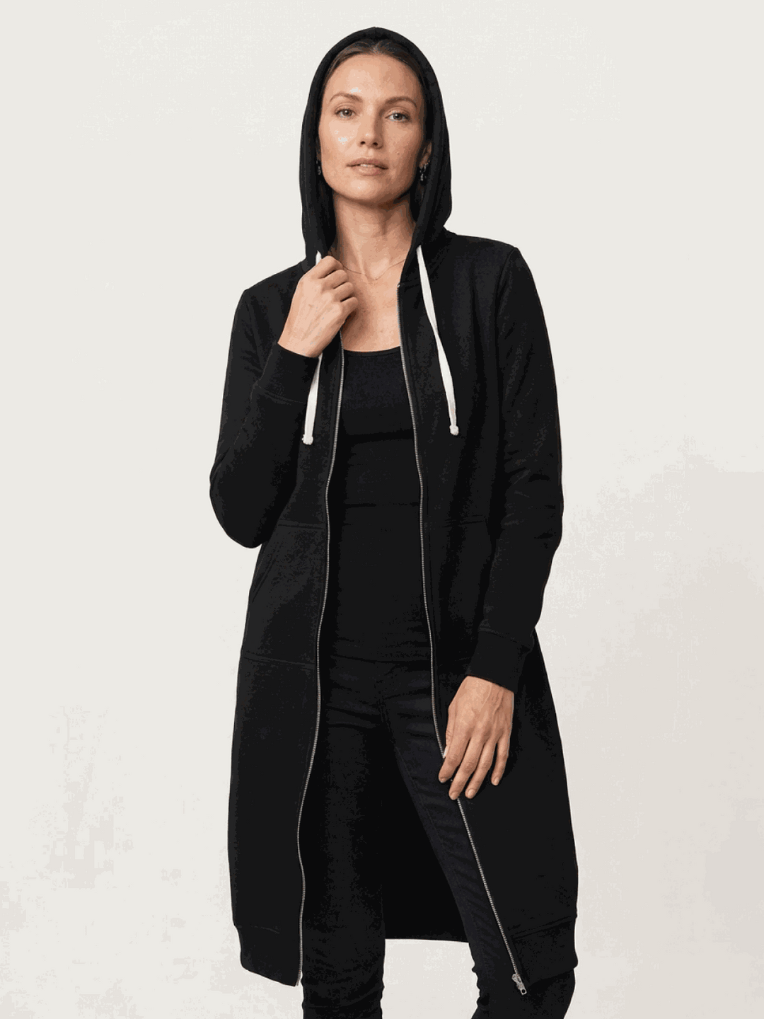 Oversized Long Zip Sweatshirt Hoodie