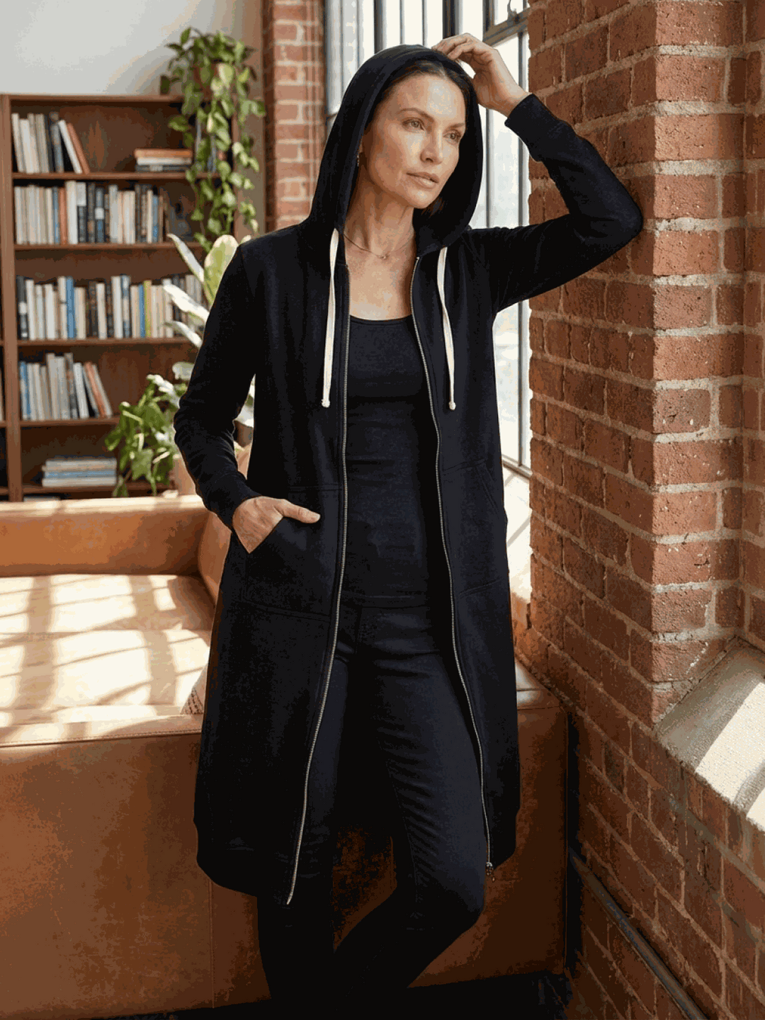 Oversized Long Zip Sweatshirt Hoodie