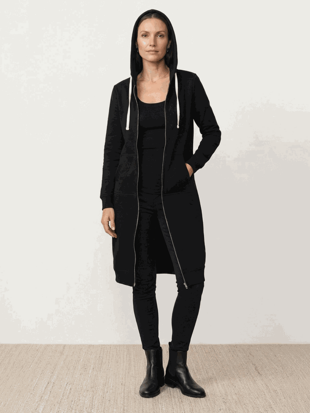Oversized Long Zip Sweatshirt Hoodie