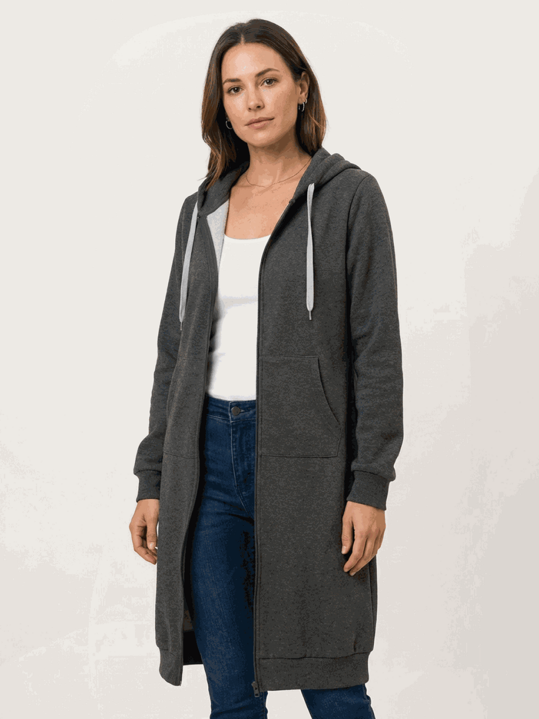 Oversized Long Zip Sweatshirt Hoodie