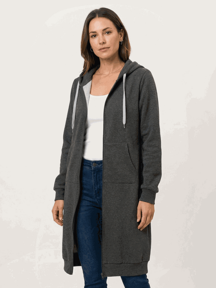 Oversized Long Zip Sweatshirt Hoodie