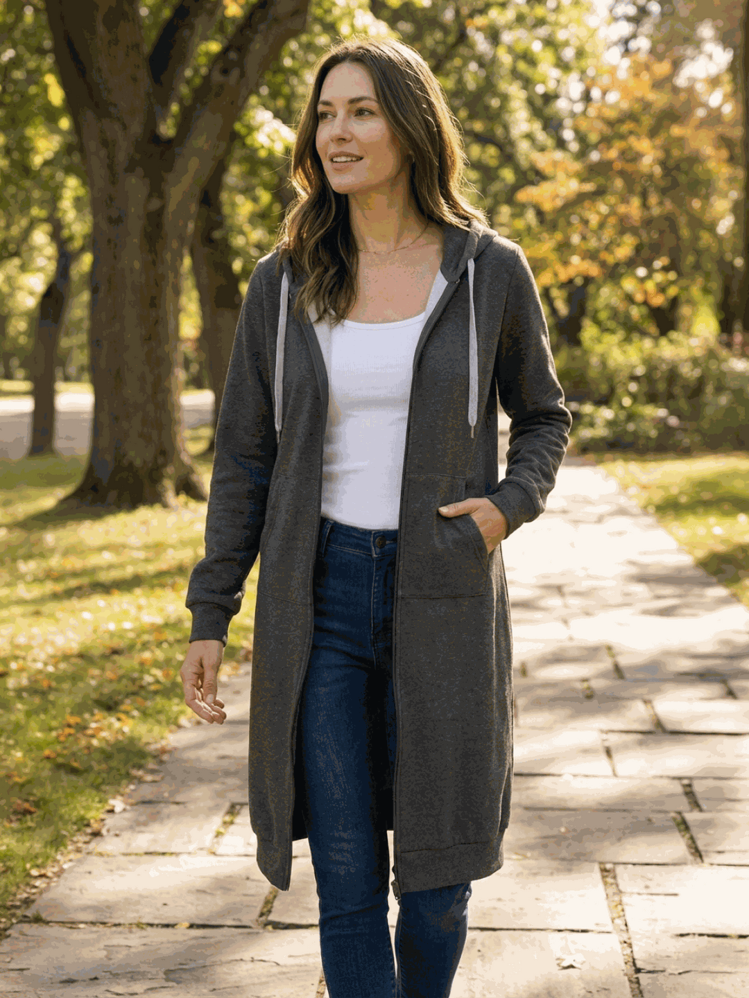 Oversized Long Zip Sweatshirt Hoodie