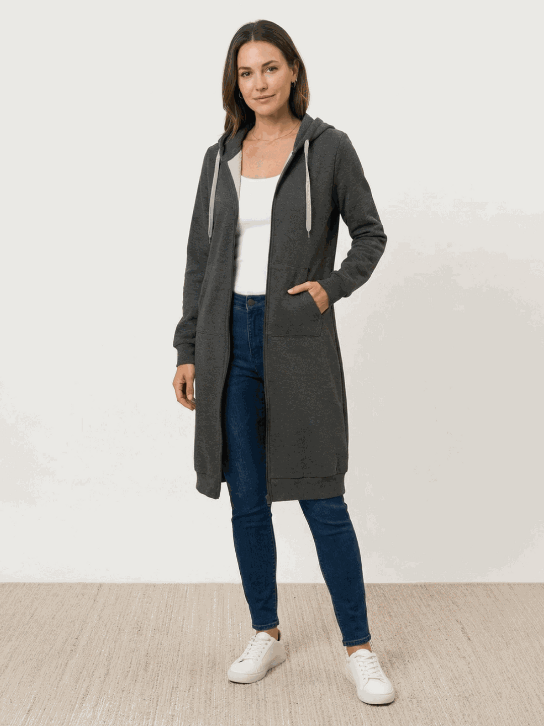 Oversized Long Zip Sweatshirt Hoodie