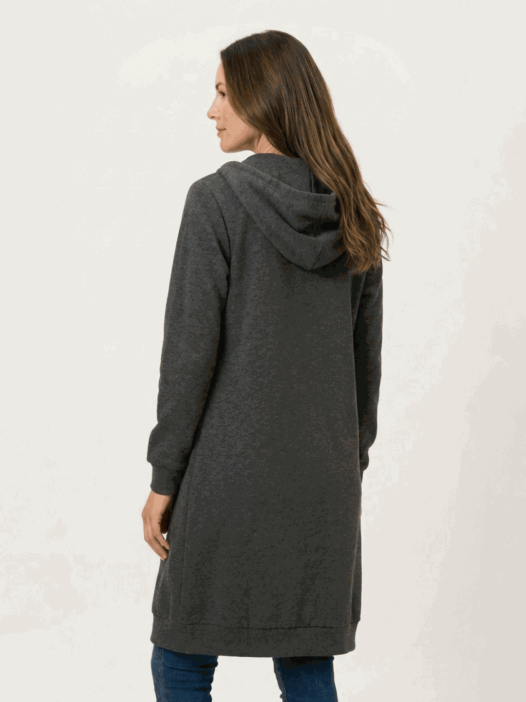 Oversized Long Zip Sweatshirt Hoodie