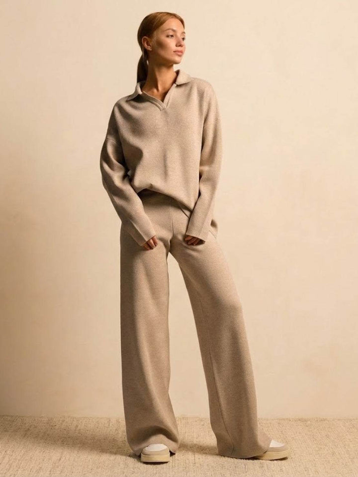 Plush & Preppy Camel Two-Piece Set