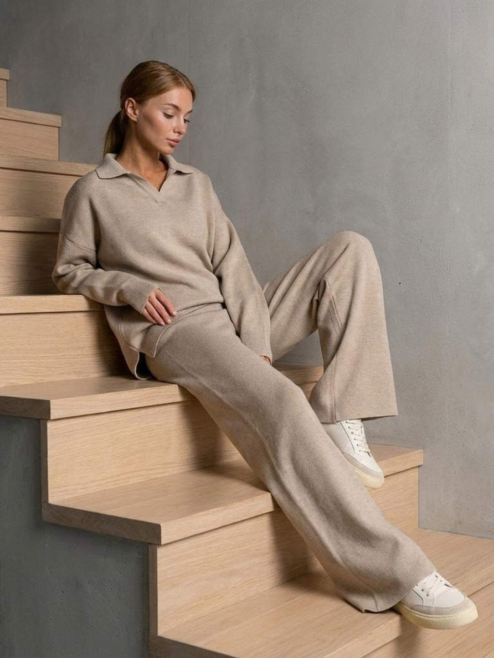 Plush & Preppy Camel Two-Piece Set