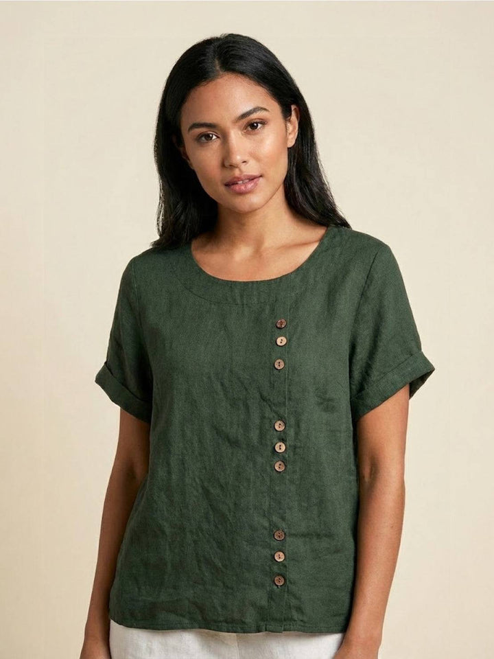 Relaxed Fit Pure Cotton Button-Up T-Shirt