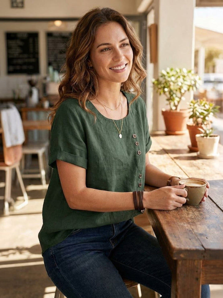 Relaxed Fit Pure Cotton Button-Up T-Shirt