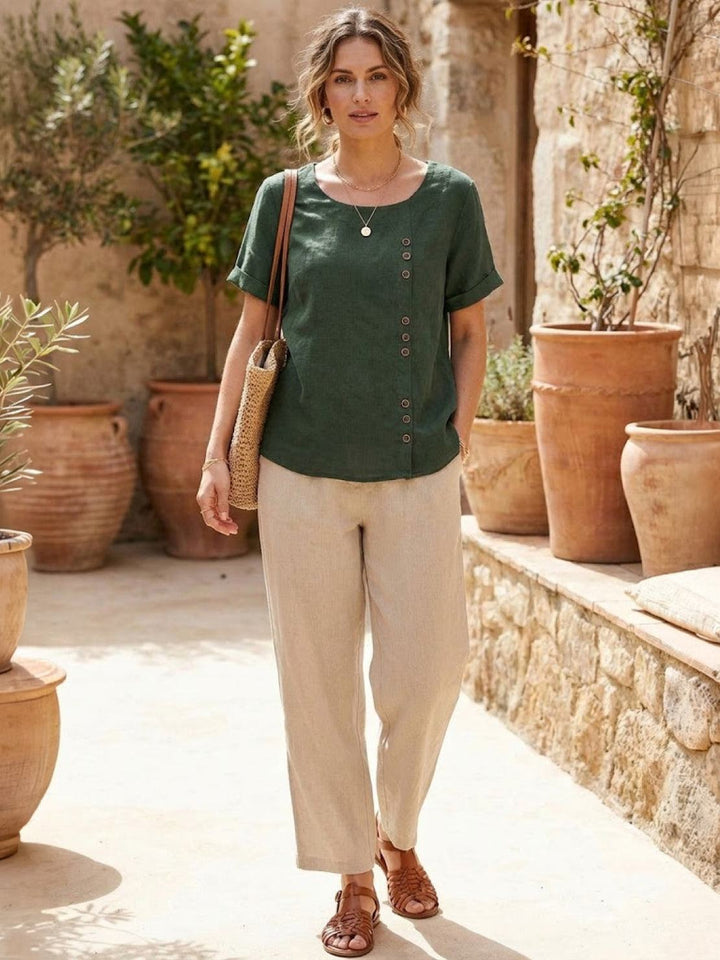 Relaxed Fit Pure Cotton Button-Up T-Shirt