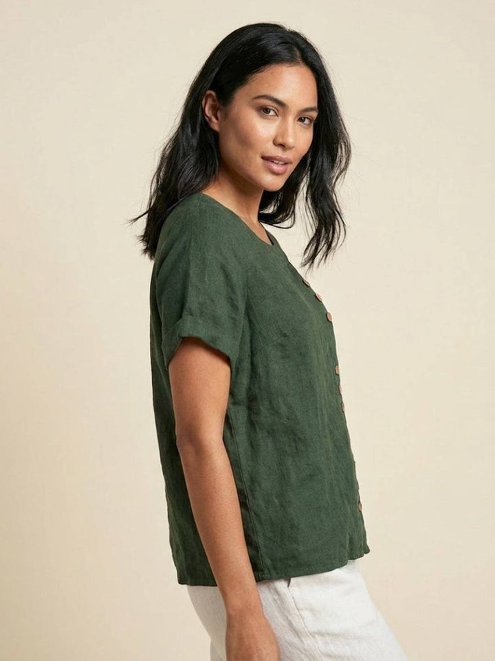 Relaxed Fit Pure Cotton Button-Up T-Shirt