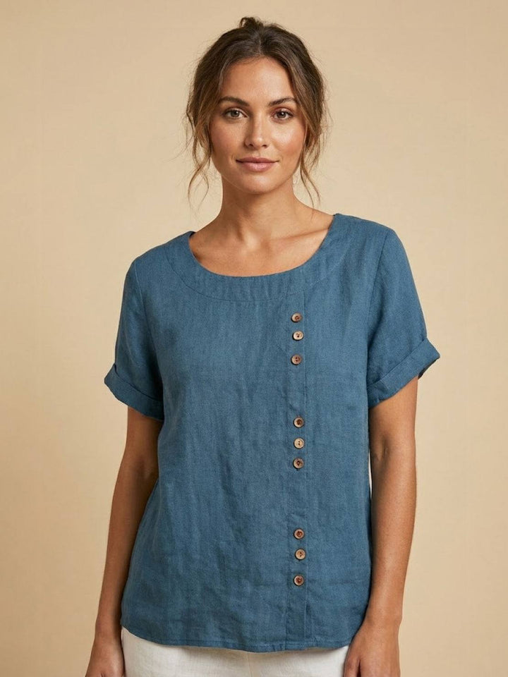 Relaxed Fit Pure Cotton Button-Up T-Shirt