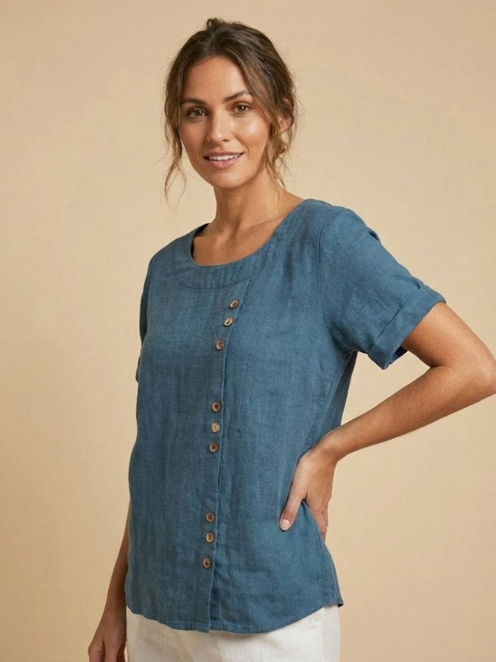 Relaxed Fit Pure Cotton Button-Up T-Shirt