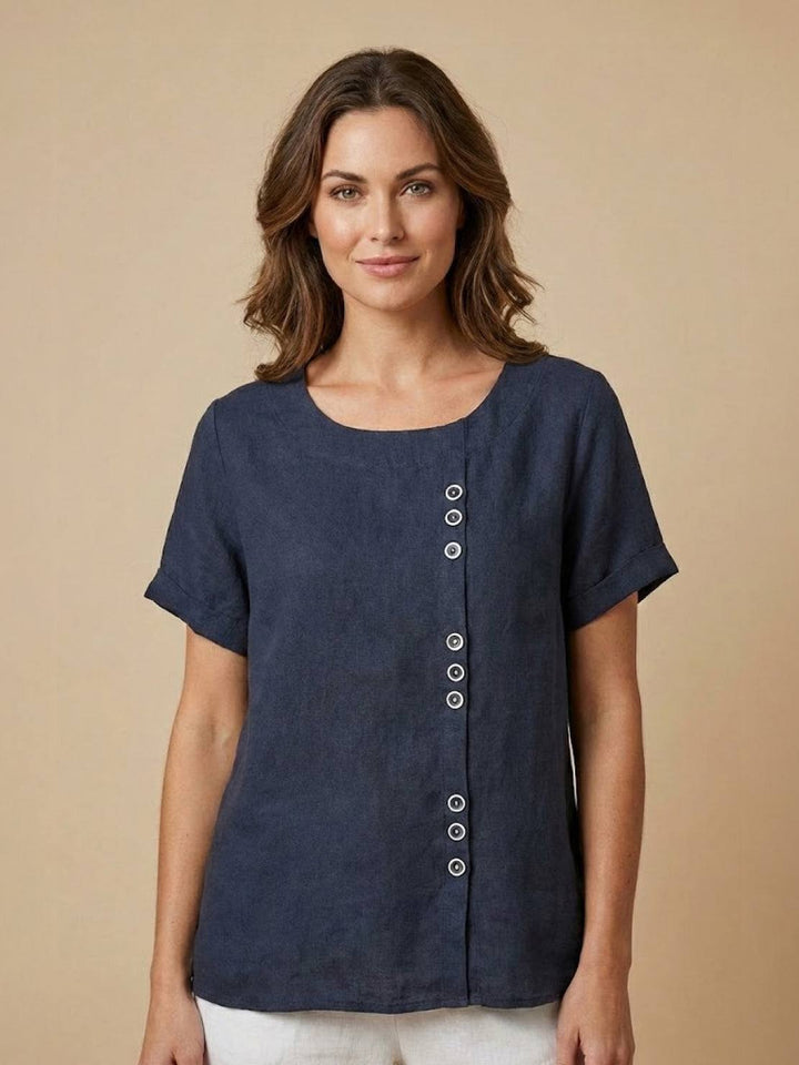 Relaxed Fit Pure Cotton Button-Up T-Shirt